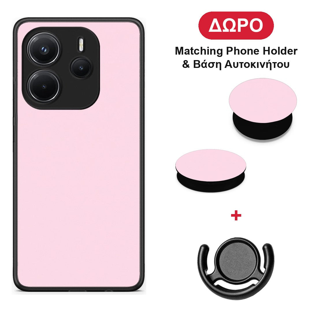 Pale Pink - Xiaomi Redmi Note 14 4G θήκη + Δώρο Phone Holder & Βάση Αυτοκινήτου