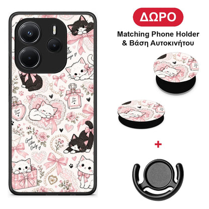 Pink Bows and Kittens Collage - Xiaomi Redmi Note 14 4G θήκη + Δώρο Phone Holder & Βάση Αυτοκινήτου
