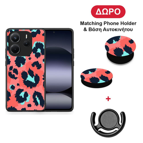 Animal Pink Leopard - Xiaomi Redmi Note 14 4G θήκη + Δώρο Phone Holder & Βάση Αυτοκινήτου