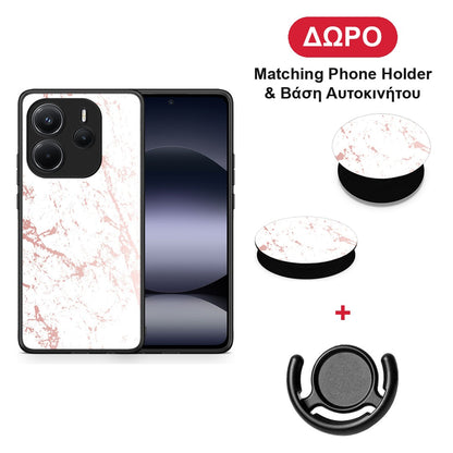 Marble Pink Splash - Xiaomi Redmi Note 14 4G θήκη + Δώρο Phone Holder & Βάση Αυτοκινήτου