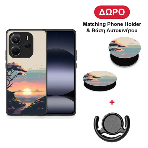 Pixel Sunset - Xiaomi Redmi Note 14 4G θήκη + Δώρο Phone Holder & Βάση Αυτοκινήτου