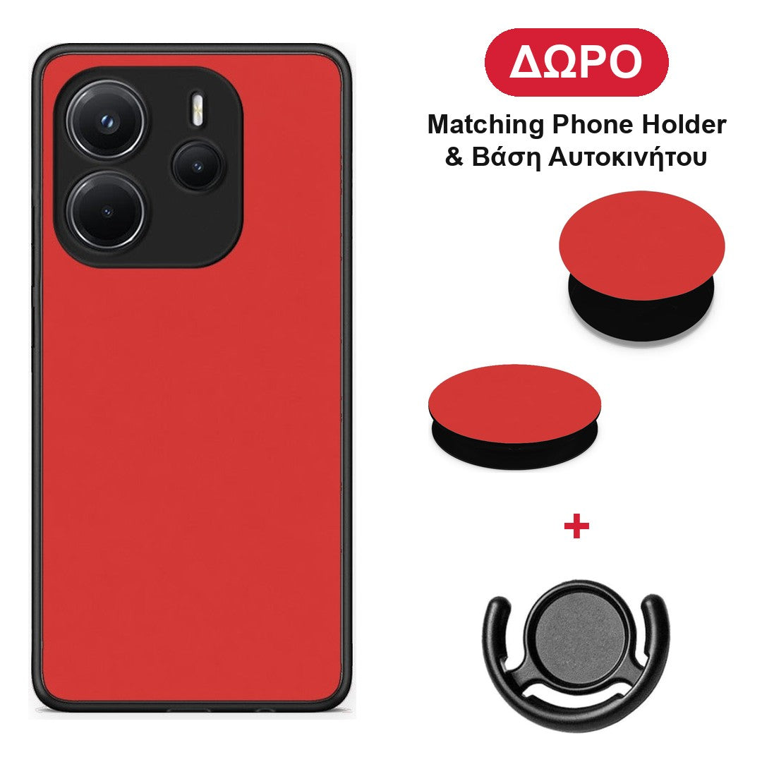 Poppy Red - Xiaomi Redmi Note 14 4G θήκη + Δώρο Phone Holder & Βάση Αυτοκινήτου