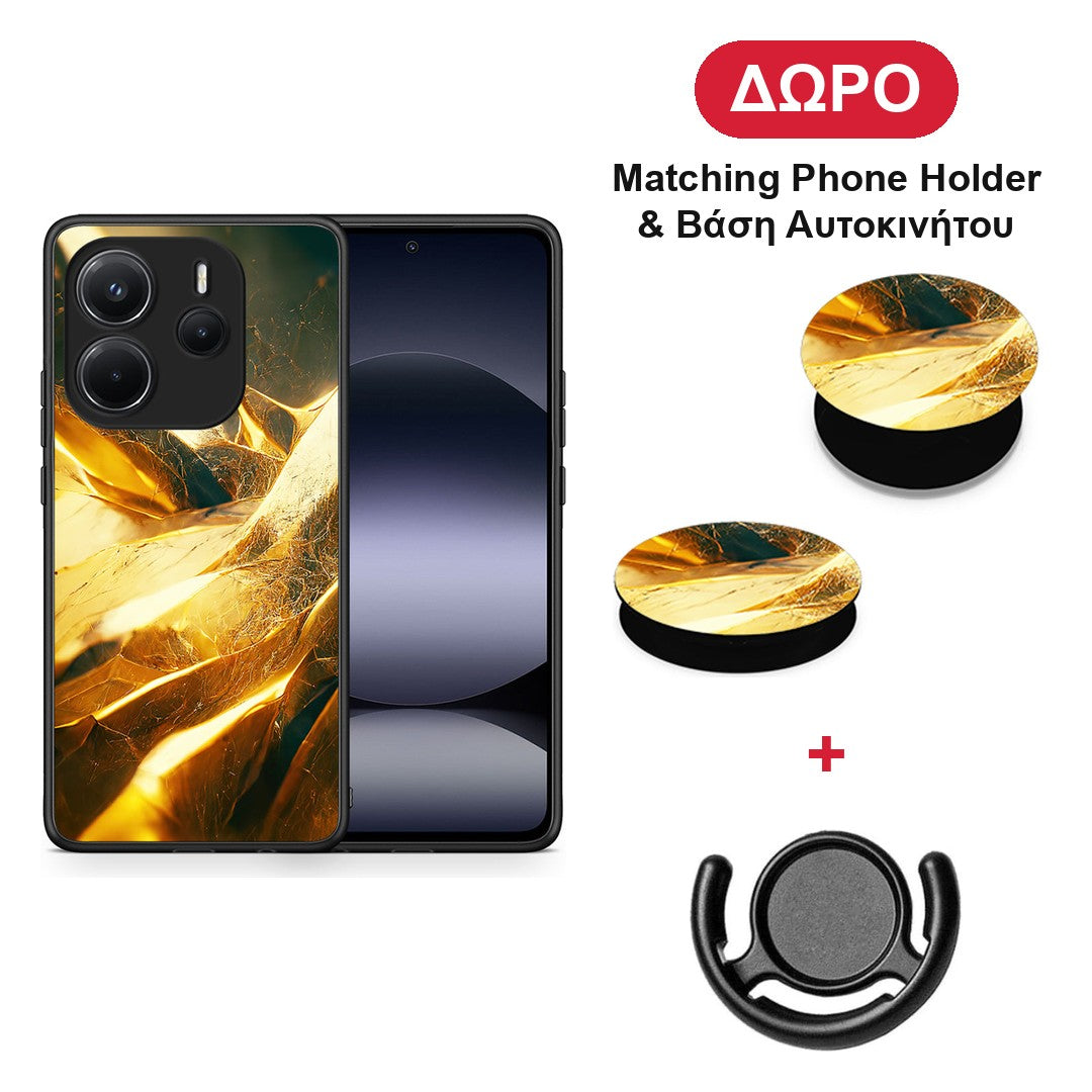 Real Gold - Xiaomi Redmi Note 14 4G θήκη + Δώρο Phone Holder & Βάση Αυτοκινήτου