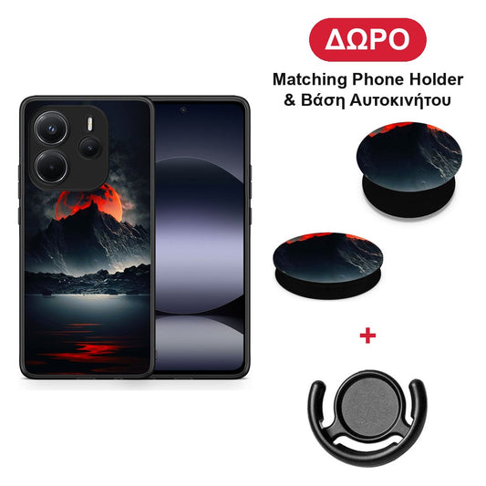 Red Full Moon - Xiaomi Redmi Note 14 4G θήκη + Δώρο Phone Holder & Βάση Αυτοκινήτου