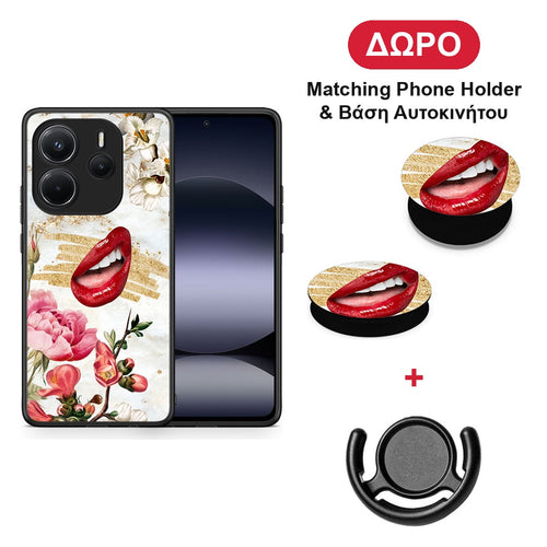 Red Lips - Xiaomi Redmi Note 14 4G θήκη + Δώρο Phone Holder & Βάση Αυτοκινήτου