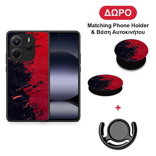 Red Paint - Xiaomi Redmi Note 14 4G θήκη + Δώρο Phone Holder & Βάση Αυτοκινήτου