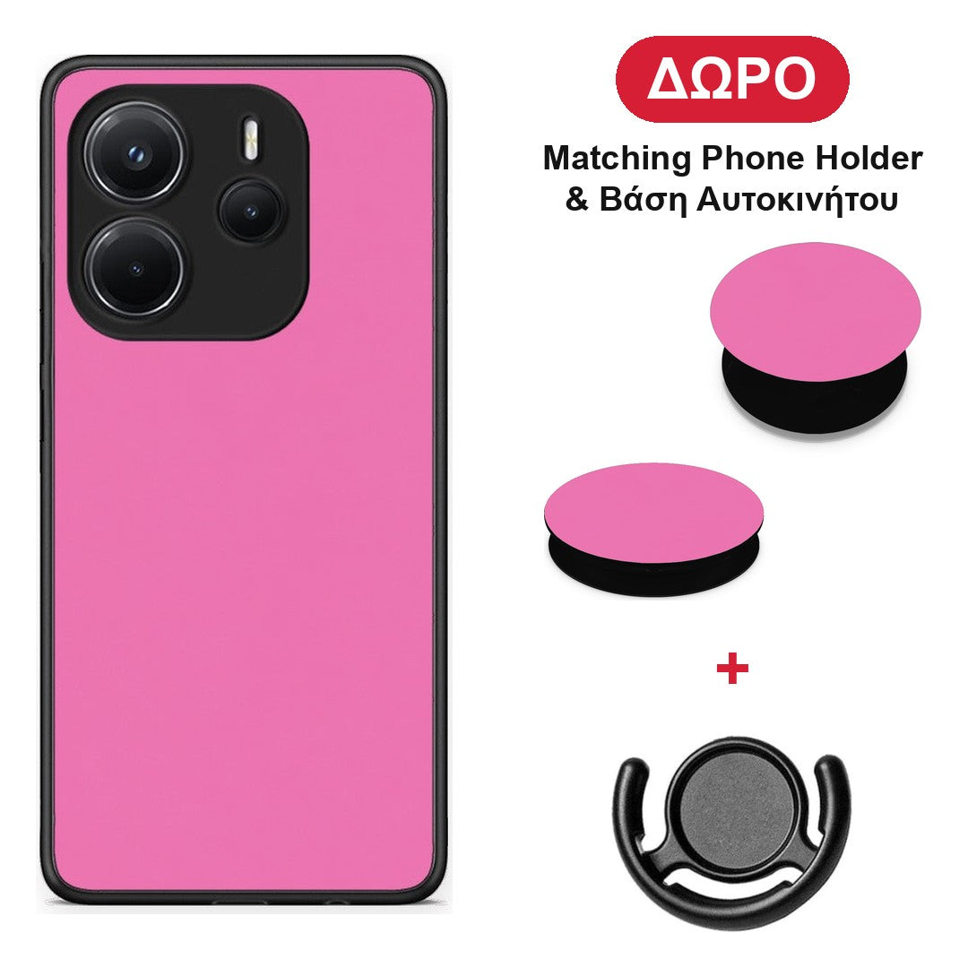 Rose Pink - Xiaomi Redmi Note 14 4G θήκη + Δώρο Phone Holder & Βάση Αυτοκινήτου