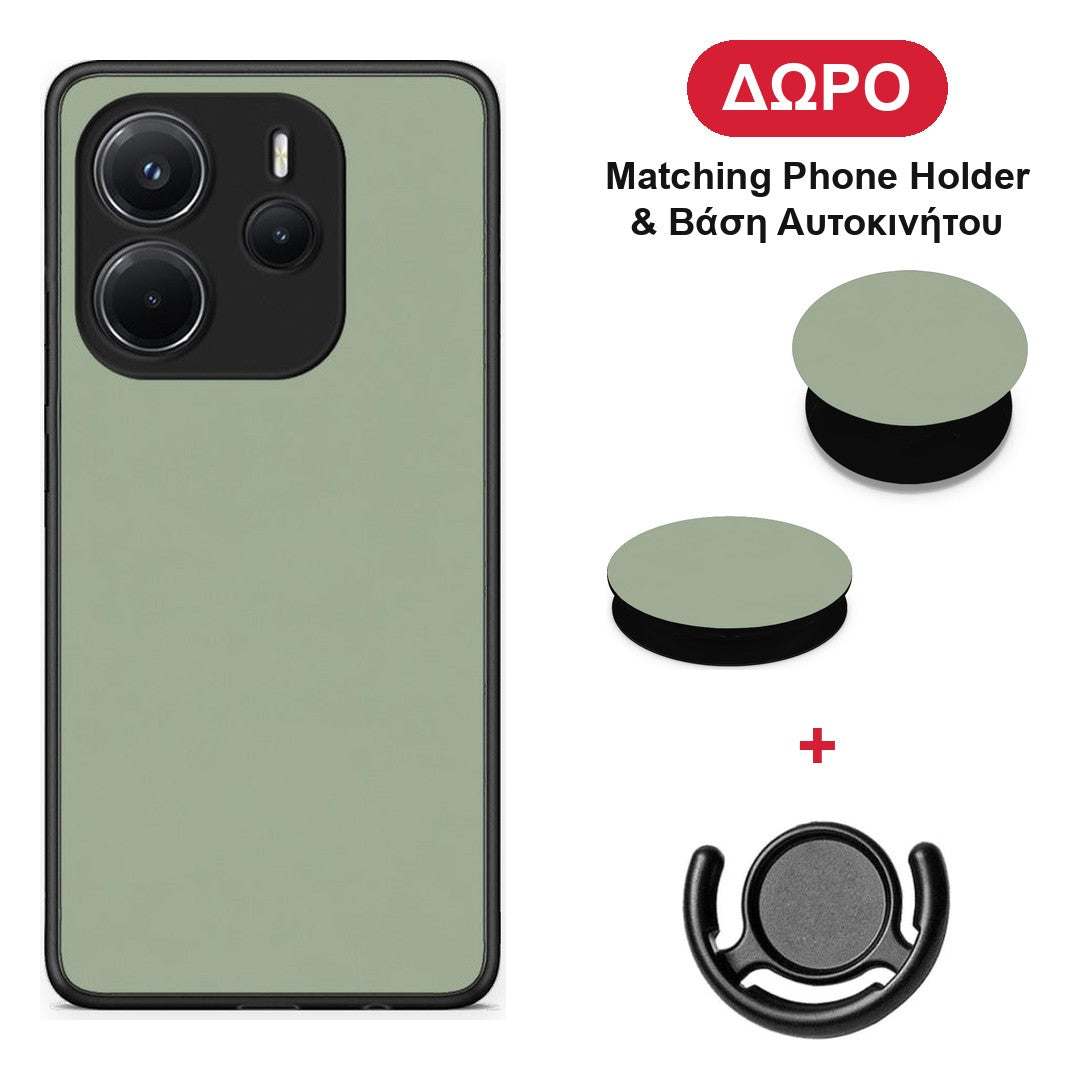 Sage Green - Xiaomi Redmi Note 14 4G θήκη + Δώρο Phone Holder & Βάση Αυτοκινήτου