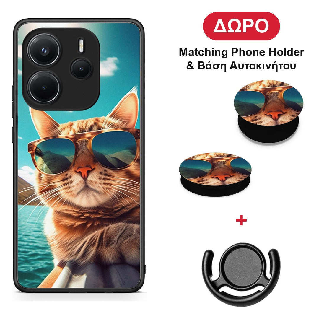 Summer Cat - Xiaomi Redmi Note 14 4G θήκη + Δώρο Phone Holder & Βάση Αυτοκινήτου
