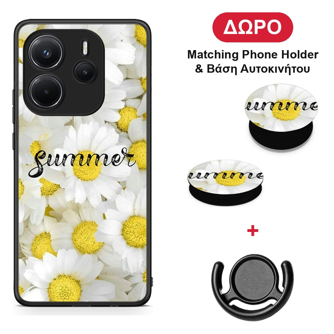 Summer Daisies - Xiaomi Redmi Note 14 4G θήκη + Δώρο Phone Holder & Βάση Αυτοκινήτου