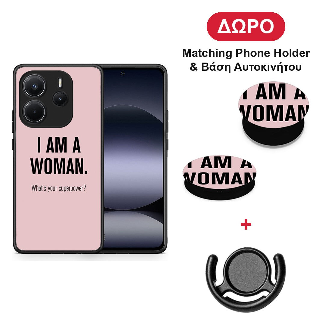 Superpower Woman - Xiaomi Redmi Note 14 4G θήκη + Δώρο Phone Holder & Βάση Αυτοκινήτου