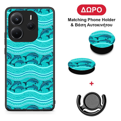 Swimming Dolphins - Xiaomi Redmi Note 14 4G θήκη + Δώρο Phone Holder & Βάση Αυτοκινήτου