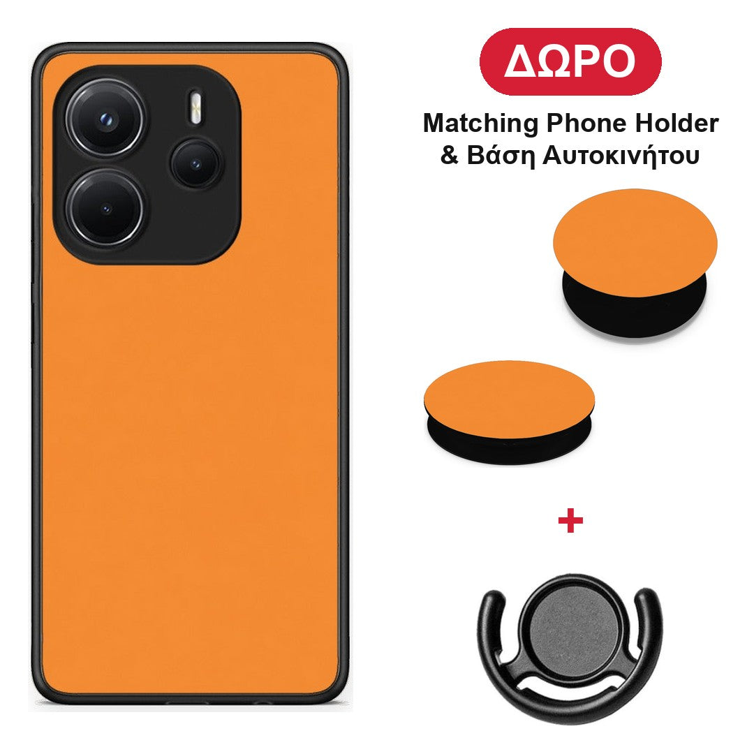 Tangerine Orange - Xiaomi Redmi Note 14 4G θήκη + Δώρο Phone Holder & Βάση Αυτοκινήτου