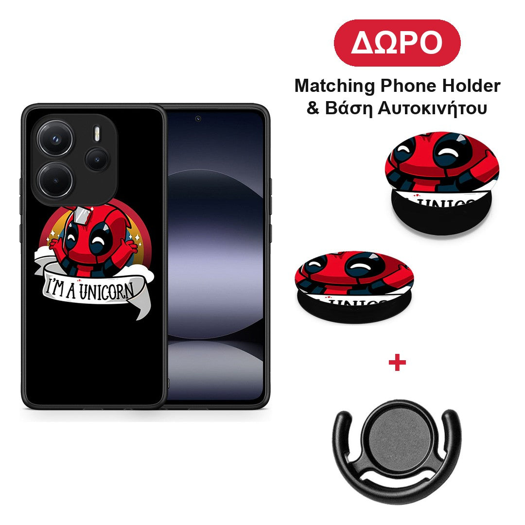Unicorn Deadpool - Xiaomi Redmi Note 14 4G θήκη + Δώρο Phone Holder & Βάση Αυτοκινήτου