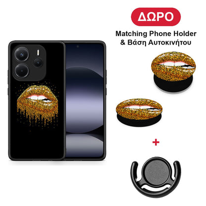 Valentine Golden - Xiaomi Redmi Note 14 4G θήκη + Δώρο Phone Holder & Βάση Αυτοκινήτου