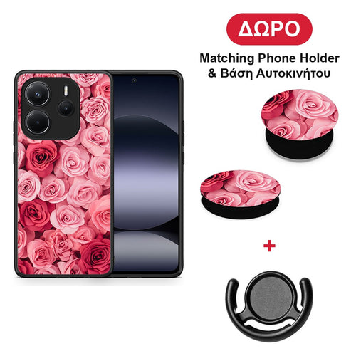 Valentine RoseGarden - Xiaomi Redmi Note 14 4G θήκη + Δώρο Phone Holder & Βάση Αυτοκινήτου