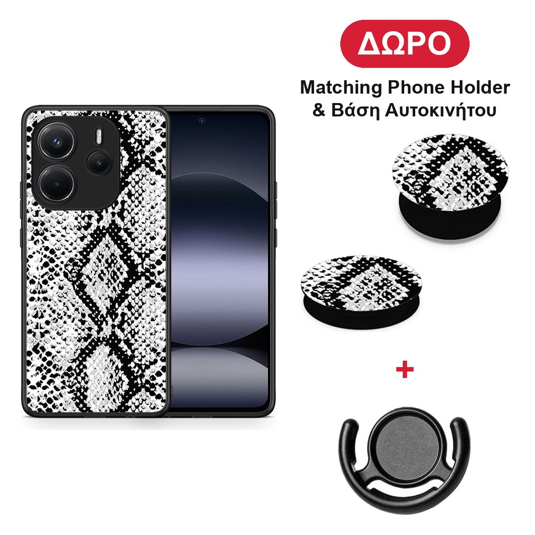 Animal White Snake - Xiaomi Redmi Note 14 4G θήκη + Δώρο Phone Holder & Βάση Αυτοκινήτου