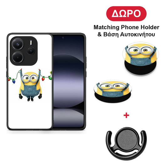 Xmas Minion Lights - Xiaomi Redmi Note 14 4G θήκη + Δώρο Phone Holder & Βάση Αυτοκινήτου