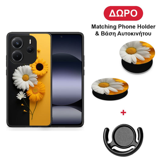 Yellow Daisies - Xiaomi Redmi Note 14 4G θήκη + Δώρο Phone Holder & Βάση Αυτοκινήτου