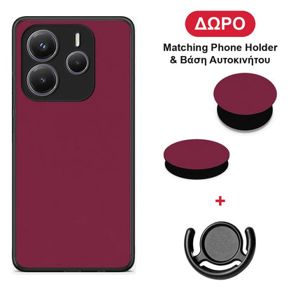 Burgundy - Xiaomi Redmi Note 14 5G θήκη + Δώρο Phone Holder & Βάση Αυτοκινήτου