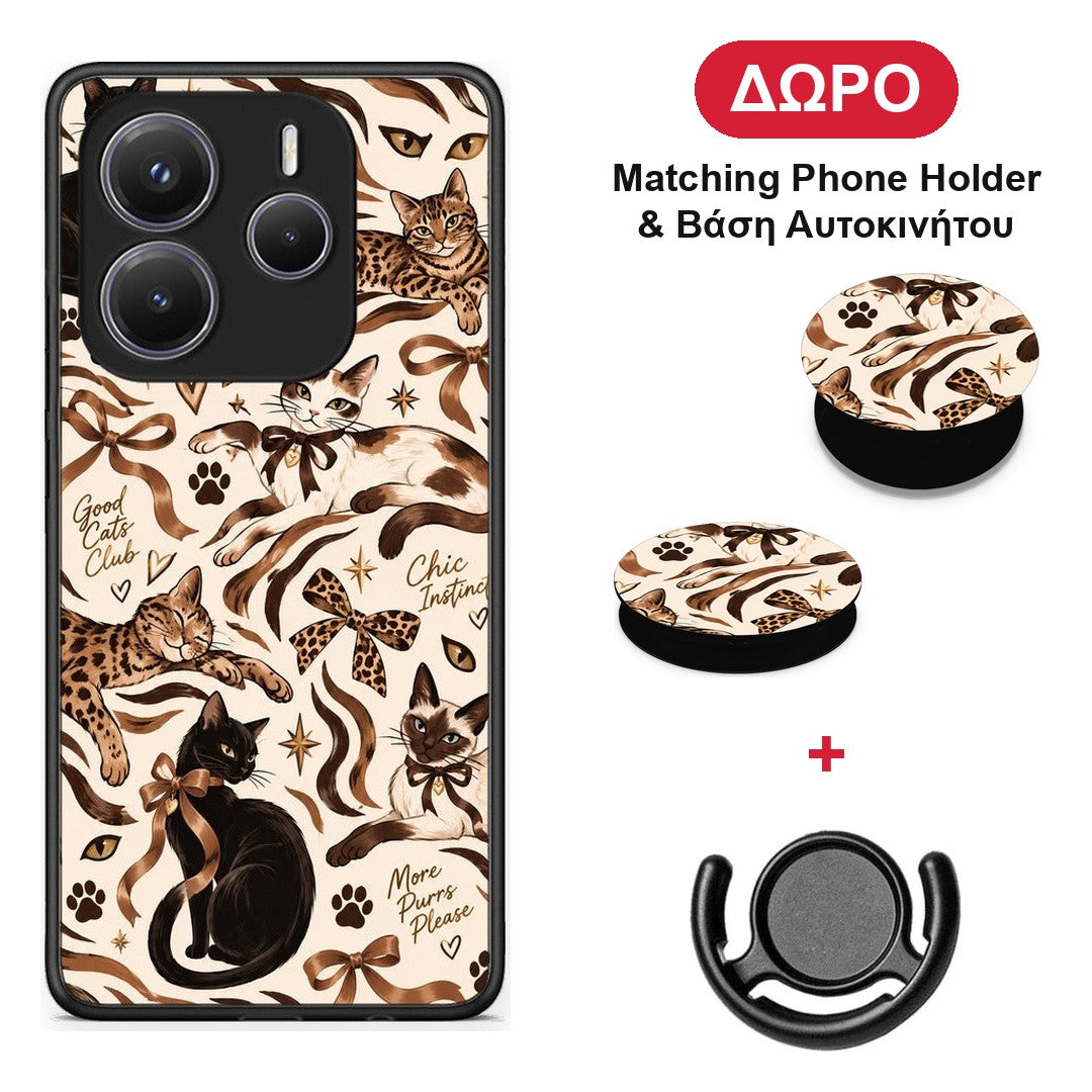 Wild Cats and Animal Print Collage - Xiaomi Redmi Note 14 5G θήκη + Δώρο Phone Holder & Βάση Αυτοκινήτου
