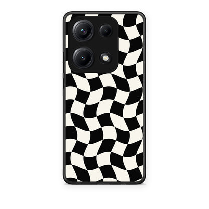 Θήκη Xiaomi Redmi Note 14S Black and Cream Wavy Checkerboard από τη Smartfits με σχέδιο στο πίσω μέρος και μαύρο περίβλημα | Xiaomi Redmi Note 14S Black and Cream Wavy Checkerboard case with colorful back and black bezels
