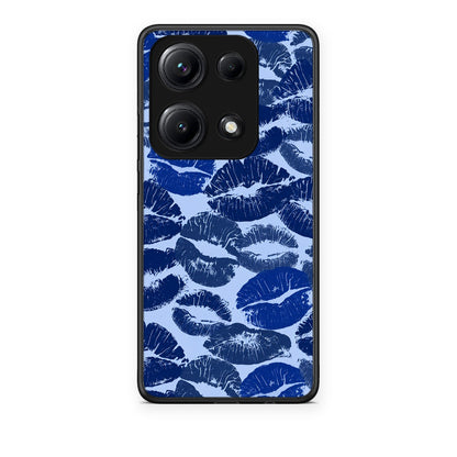 Θήκη Xiaomi Redmi Note 14S Blue Lipstick Kisses από τη Smartfits με σχέδιο στο πίσω μέρος και μαύρο περίβλημα | Xiaomi Redmi Note 14S Blue Lipstick Kisses case with colorful back and black bezels
