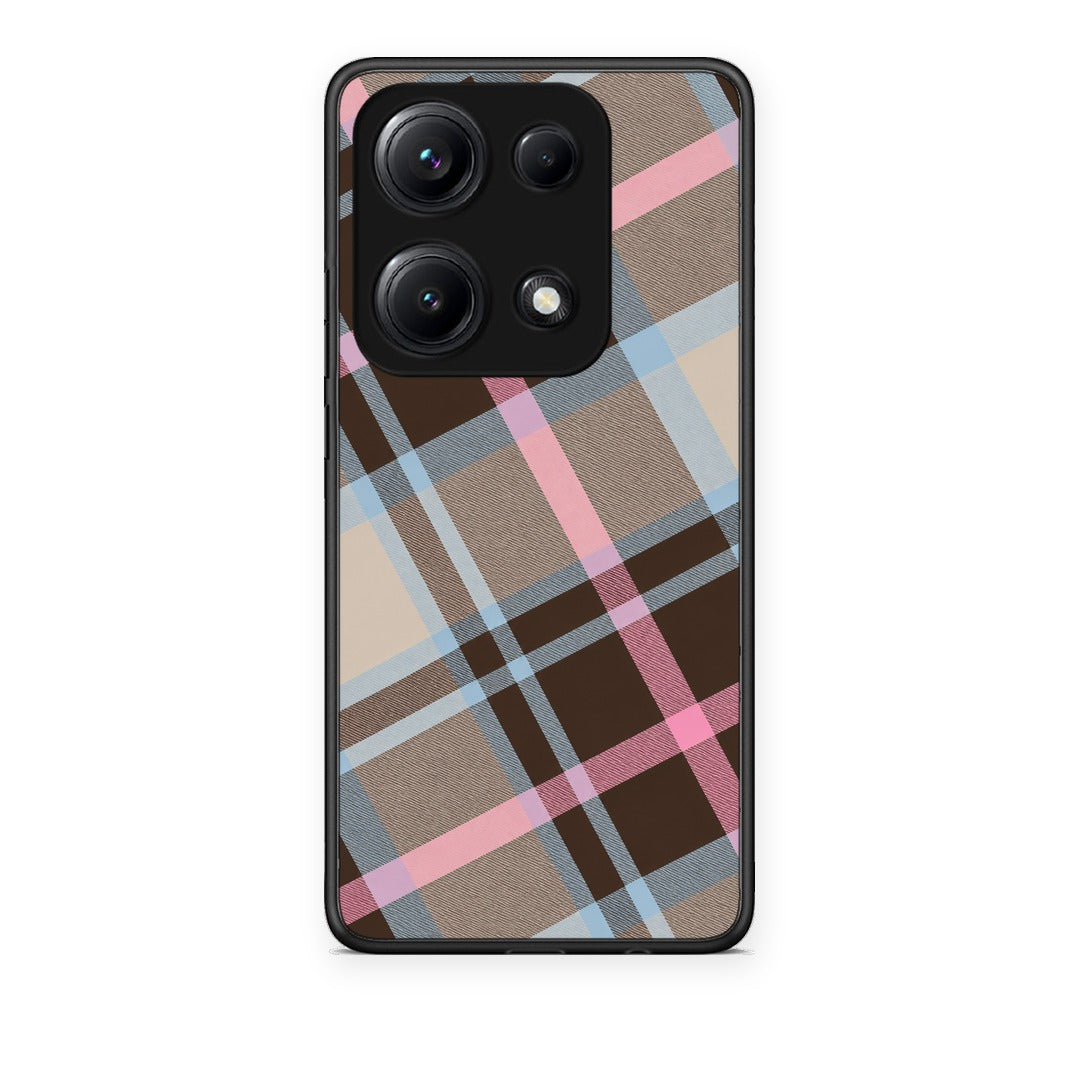Θήκη Xiaomi Redmi Note 14S Brown Pink and Blue Diagonal Plaid από τη Smartfits με σχέδιο στο πίσω μέρος και μαύρο περίβλημα | Xiaomi Redmi Note 14S Brown Pink and Blue Diagonal Plaid case with colorful back and black bezels