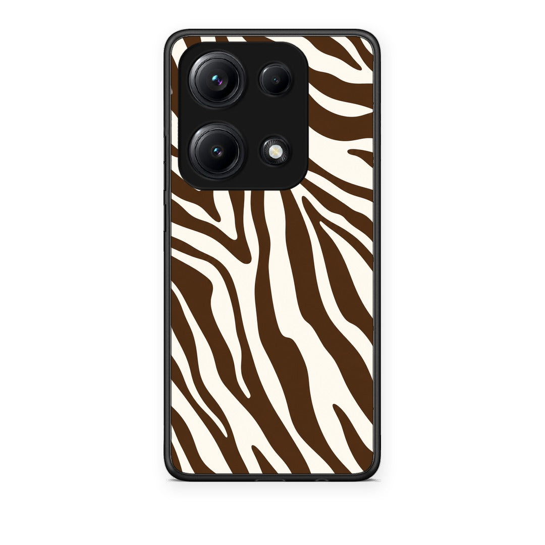 Θήκη Xiaomi Redmi Note 14S Brown and Cream Zebra Stripes από τη Smartfits με σχέδιο στο πίσω μέρος και μαύρο περίβλημα | Xiaomi Redmi Note 14S Brown and Cream Zebra Stripes case with colorful back and black bezels