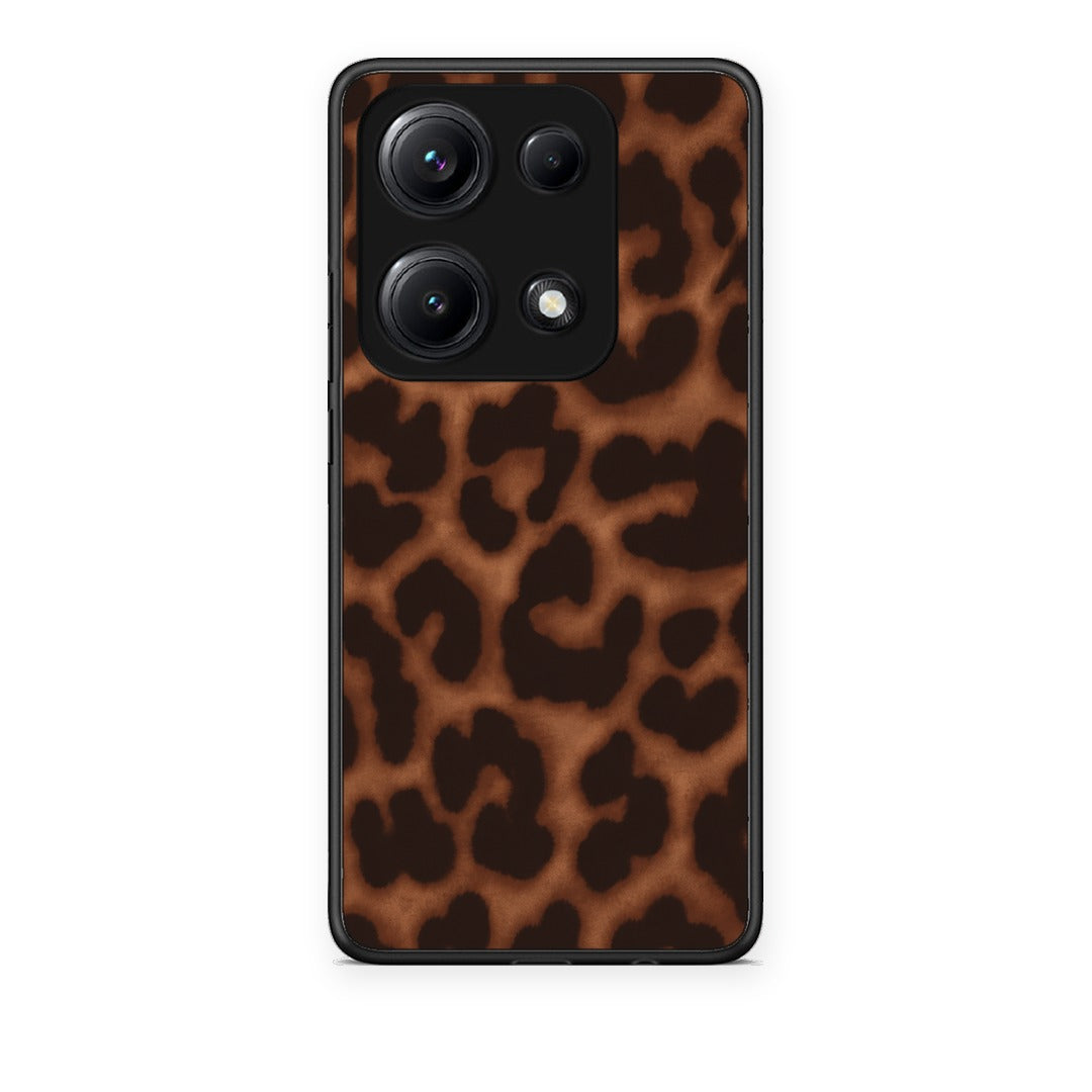 Θήκη Xiaomi Redmi Note 14S Leopard Print Dark Brown από τη Smartfits με σχέδιο στο πίσω μέρος και μαύρο περίβλημα | Xiaomi Redmi Note 14S Leopard Print Dark Brown case with colorful back and black bezels