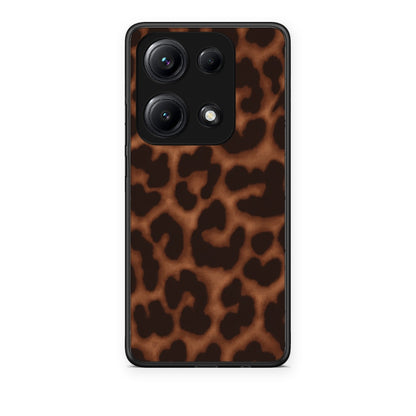 Θήκη Xiaomi Redmi Note 14S Leopard Print Dark Brown από τη Smartfits με σχέδιο στο πίσω μέρος και μαύρο περίβλημα | Xiaomi Redmi Note 14S Leopard Print Dark Brown case with colorful back and black bezels