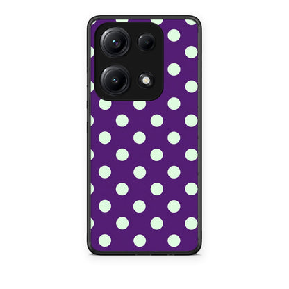 Θήκη Xiaomi Redmi Note 14S Mint Polka Dots on Purple από τη Smartfits με σχέδιο στο πίσω μέρος και μαύρο περίβλημα | Xiaomi Redmi Note 14S Mint Polka Dots on Purple case with colorful back and black bezels