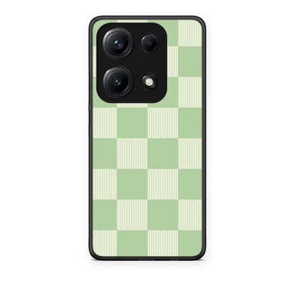 Θήκη Xiaomi Redmi Note 14S Sage and Cream Striped Checks από τη Smartfits με σχέδιο στο πίσω μέρος και μαύρο περίβλημα | Xiaomi Redmi Note 14S Sage and Cream Striped Checks case with colorful back and black bezels