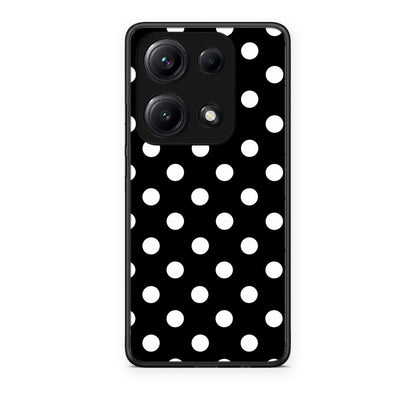 Θήκη Xiaomi Redmi Note 14S White Polka Dots on Black από τη Smartfits με σχέδιο στο πίσω μέρος και μαύρο περίβλημα | Xiaomi Redmi Note 14S White Polka Dots on Black case with colorful back and black bezels