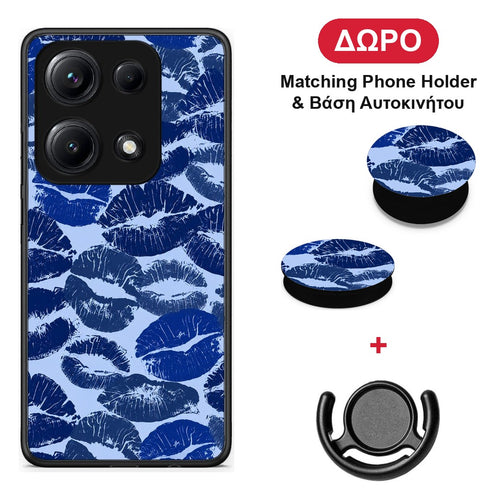 Blue Lipstick Kisses - Xiaomi Redmi Note 14S θήκη + Δώρο Phone Holder & Βάση Αυτοκινήτου