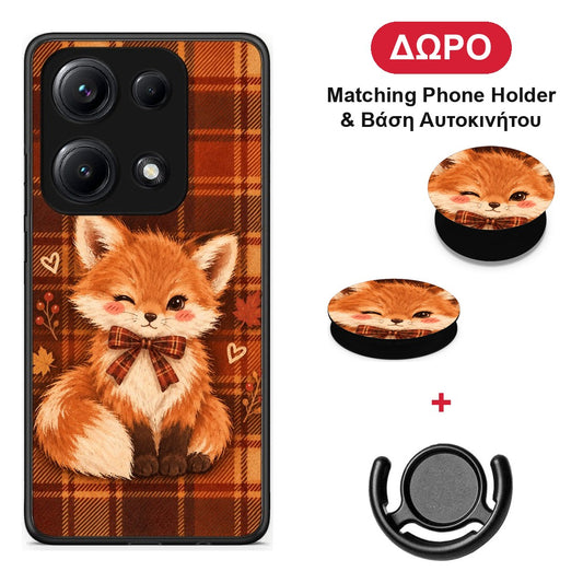 Fox on Autumn Tartan - Xiaomi Redmi Note 14S θήκη + Δώρο Phone Holder & Βάση Αυτοκινήτου