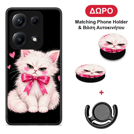 Grumpy Party Kitten on Black - Xiaomi Redmi Note 14S θήκη + Δώρο Phone Holder & Βάση Αυτοκινήτου