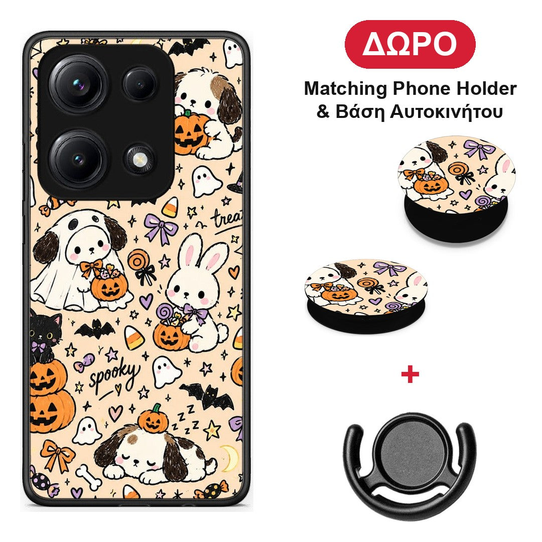 Halloween Puppies and Friends on Cream - Xiaomi Redmi Note 14S θήκη + Δώρο Phone Holder & Βάση Αυτοκινήτου