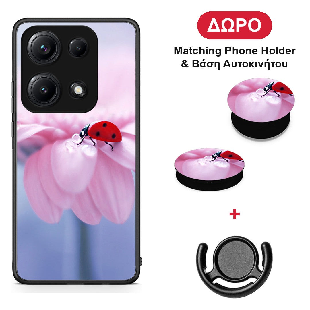 Ladybug Flower - Xiaomi Redmi Note 14S θήκη + Δώρο Phone Holder & Βάση Αυτοκινήτου