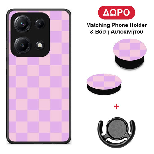 Lavender and Pink Checkerboard - Xiaomi Redmi Note 14S θήκη + Δώρο Phone Holder & Βάση Αυτοκινήτου