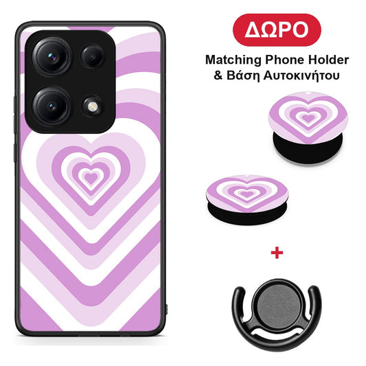 Lilac Hearts - Xiaomi Redmi Note 14S θήκη + Δώρο Phone Holder & Βάση Αυτοκινήτου