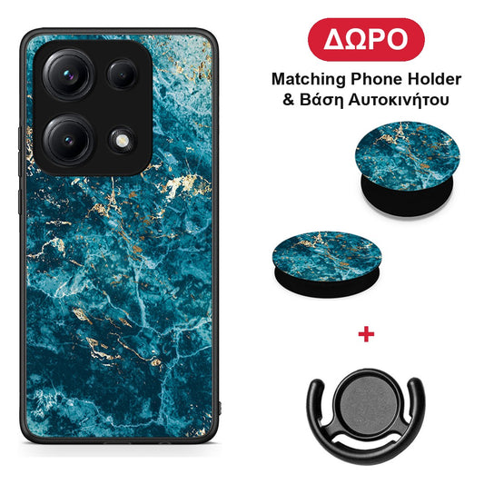 Marble Blue - Xiaomi Redmi Note 14S θήκη + Δώρο Phone Holder & Βάση Αυτοκινήτου