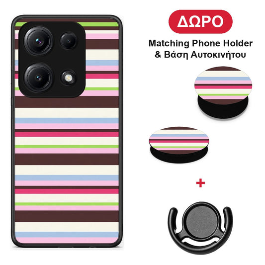Multicolour Horizontal Stripes - Xiaomi Redmi Note 14S θήκη + Δώρο Phone Holder & Βάση Αυτοκινήτου