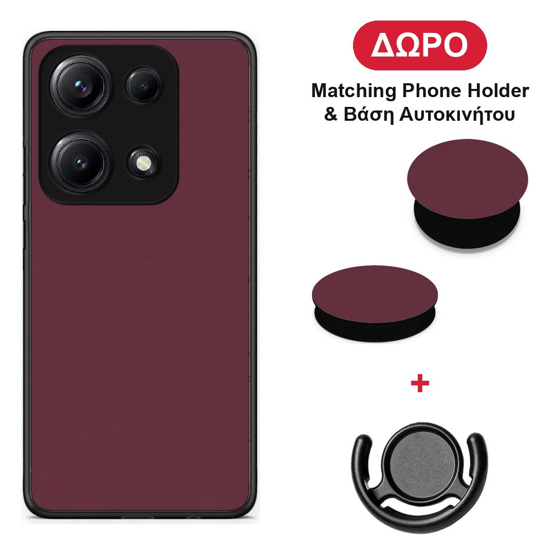 Muted Burgundy - Xiaomi Redmi Note 14S θήκη + Δώρο Phone Holder & Βάση Αυτοκινήτου