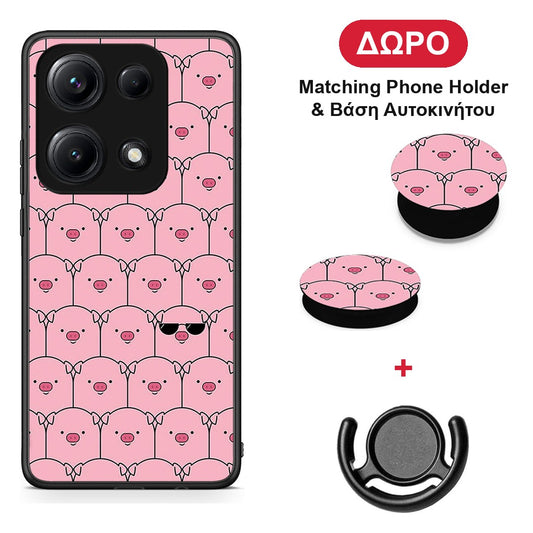 Pig Glasses - Xiaomi Redmi Note 14S θήκη + Δώρο Phone Holder & Βάση Αυτοκινήτου