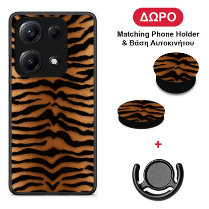 Tiger Print Orange and Black - Xiaomi Redmi Note 14S θήκη + Δώρο Phone Holder & Βάση Αυτοκινήτου