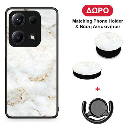 White Gold Marble - Xiaomi Redmi Note 14S θήκη + Δώρο Phone Holder & Βάση Αυτοκινήτου