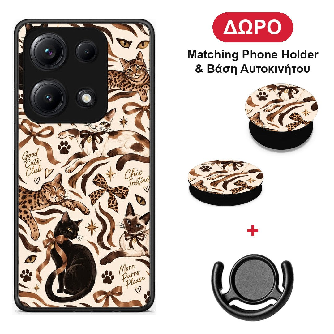 Wild Cats and Animal Print Collage - Xiaomi Redmi Note 14S θήκη + Δώρο Phone Holder & Βάση Αυτοκινήτου