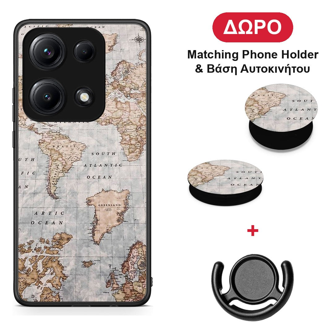 World Map - Xiaomi Redmi Note 14S θήκη + Δώρο Phone Holder & Βάση Αυτοκινήτου