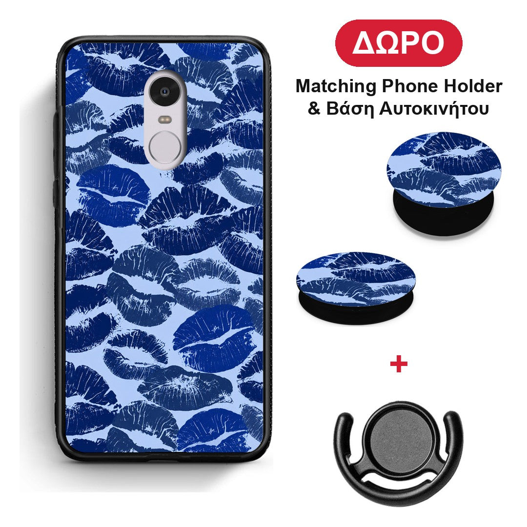 Blue Lipstick Kisses - Xiaomi Redmi Note 4 / 4X θήκη + Δώρο Phone Holder & Βάση Αυτοκινήτου